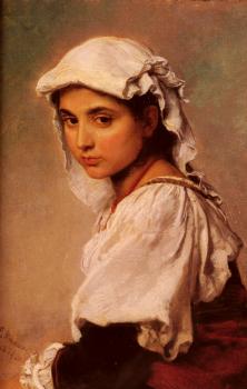 路德維格 尅瑙斯 A Portrait Of A Tyrolean Girl 路德維格 尅瑙斯 A Portrait Of A Tyrolean Girl